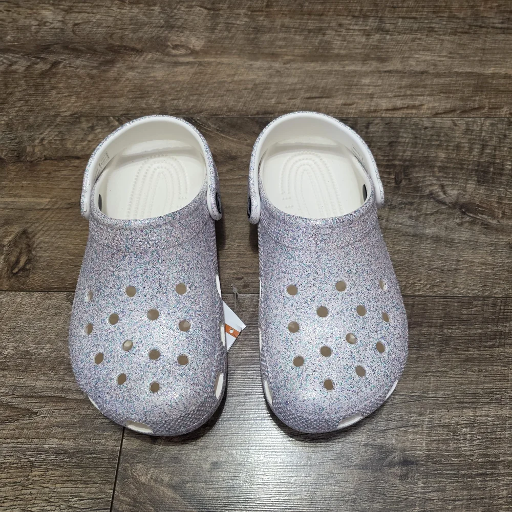 CROCS Kids Sparkly Water Shoes - White and Purple